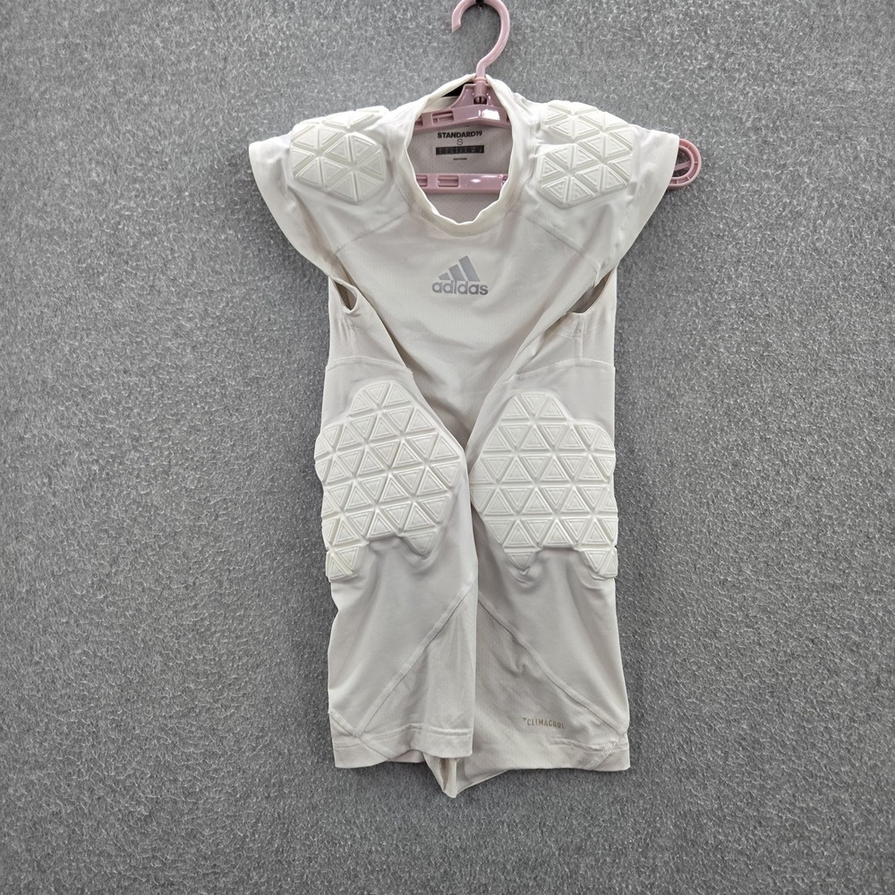 Adidas Men Activewear Top S White Padded Compression Shirt STANDARD19
